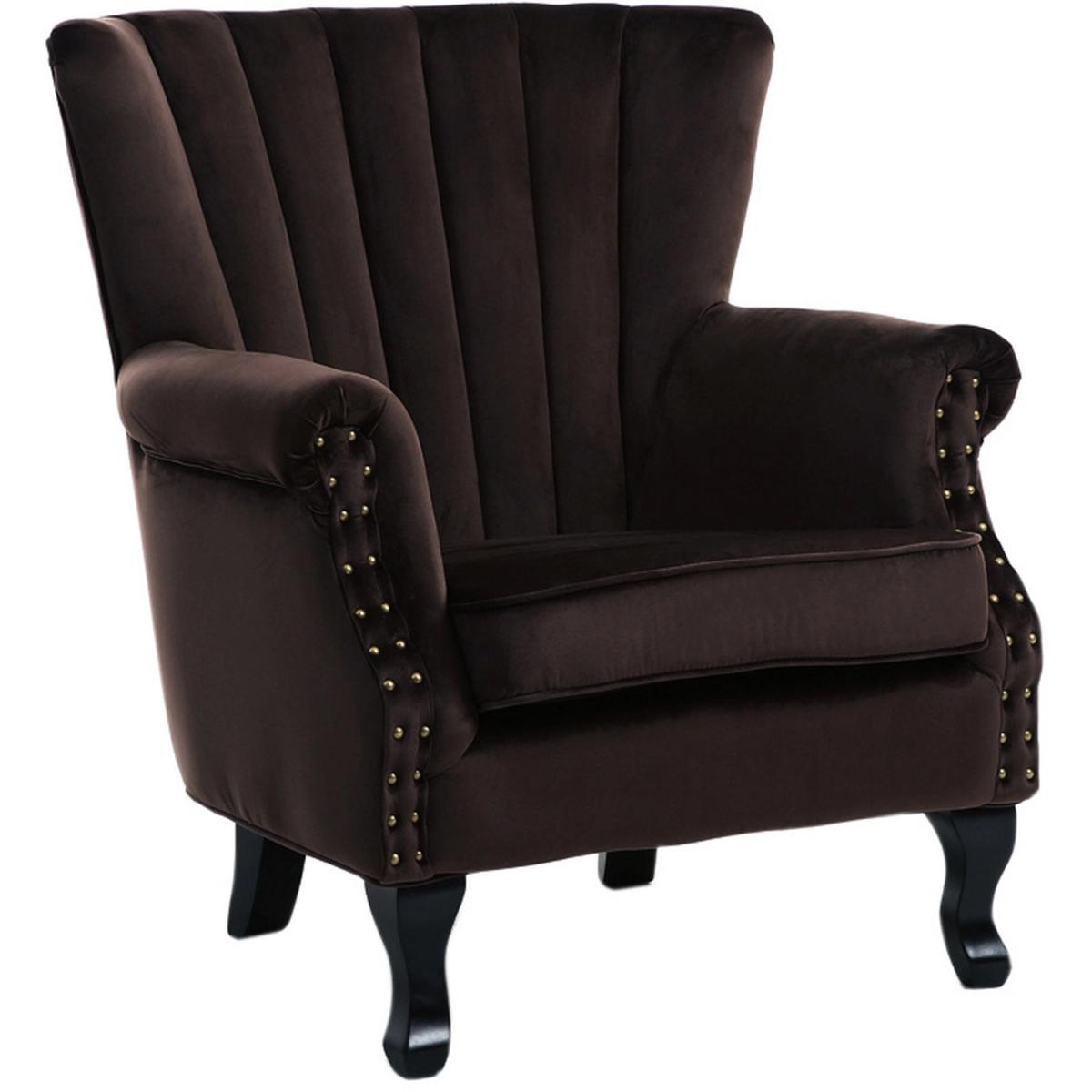 Velvet European Palace Style Armchair - Brown – image 7
