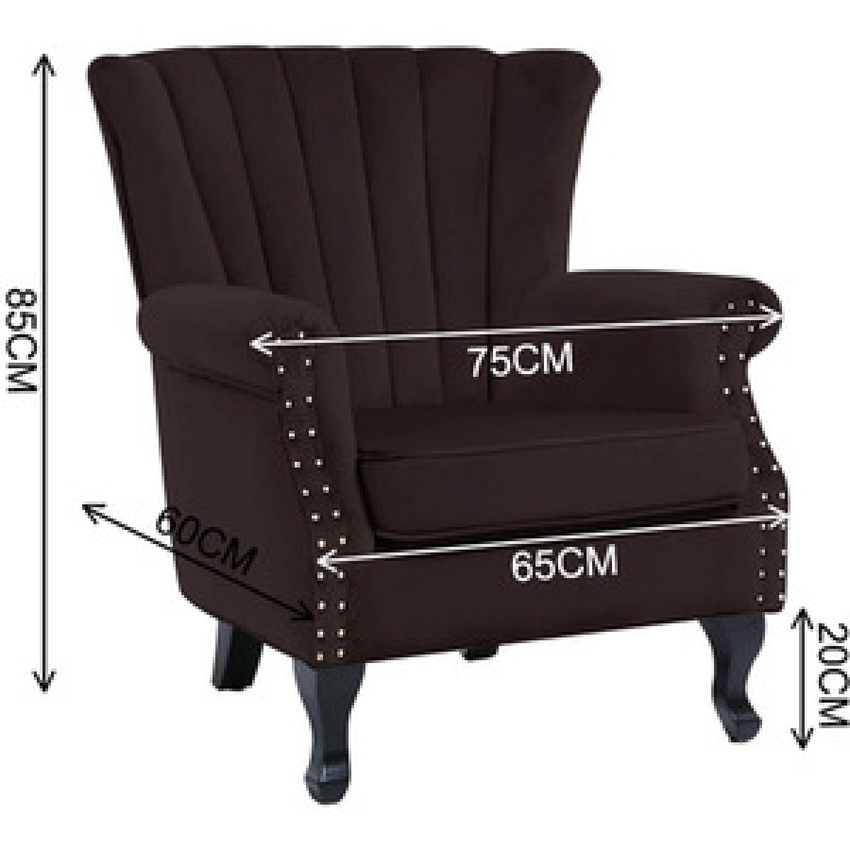 Velvet European Palace Style Armchair - Brown – image 8