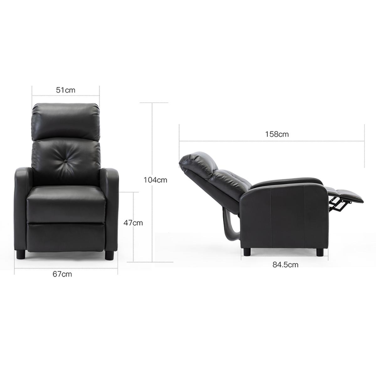 Milton Modern Faux Leather Pushback Recliner Armchair - Grey – image 2