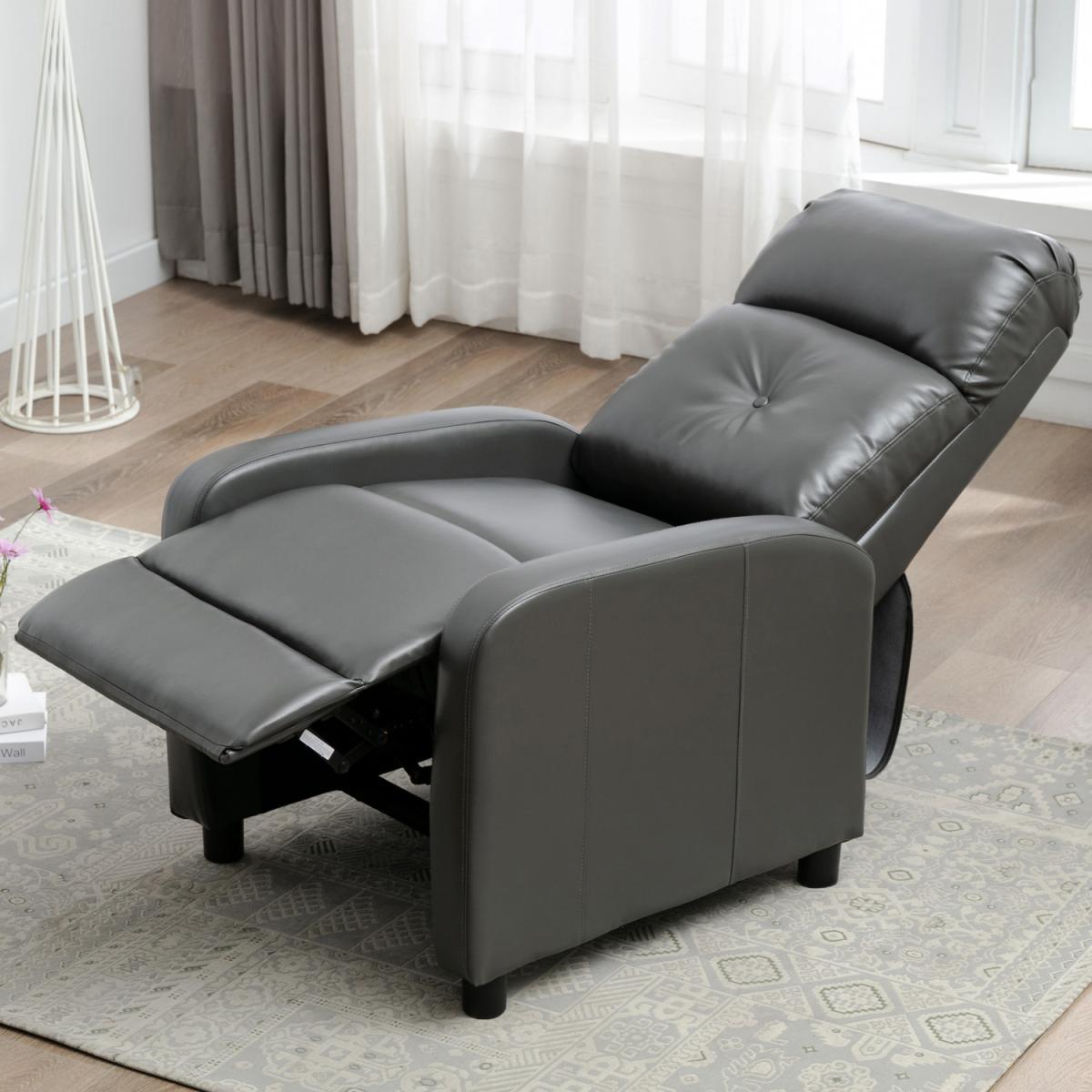 Milton Modern Faux Leather Pushback Recliner Armchair - Grey – image 3