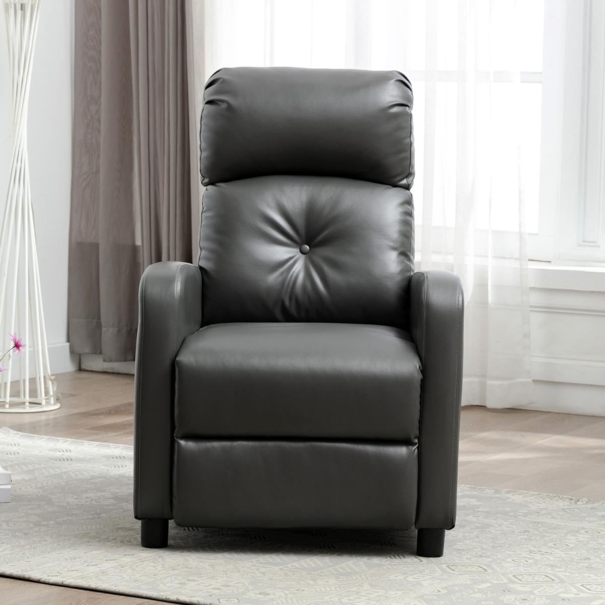 Milton Modern Faux Leather Pushback Recliner Armchair - Grey – image 4