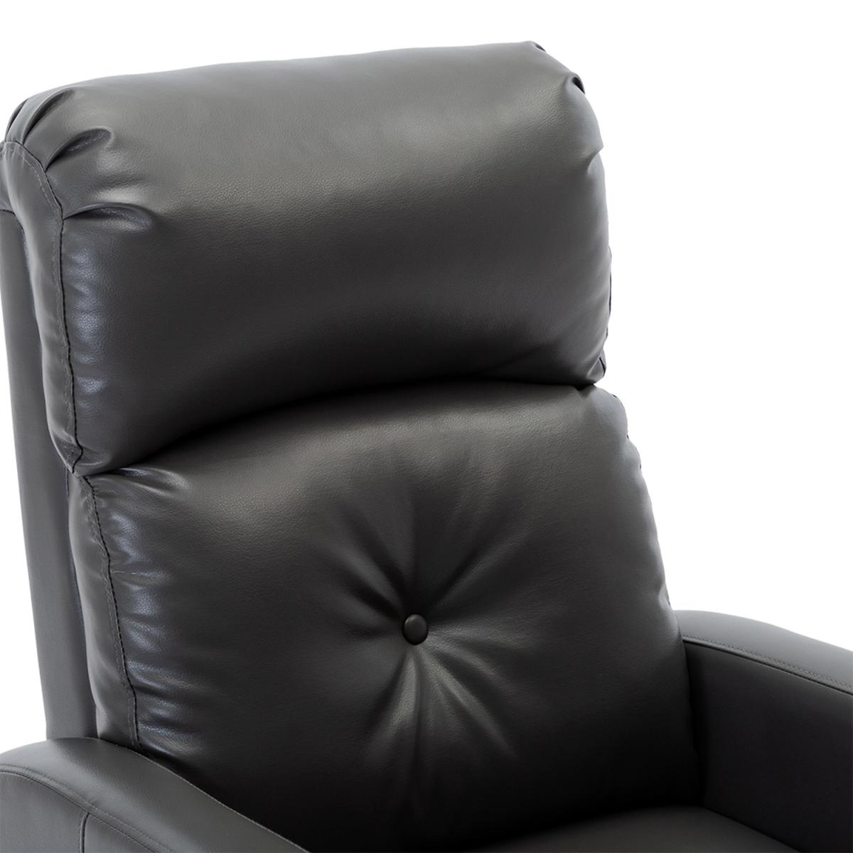 Milton Modern Faux Leather Pushback Recliner Armchair - Grey – image 6