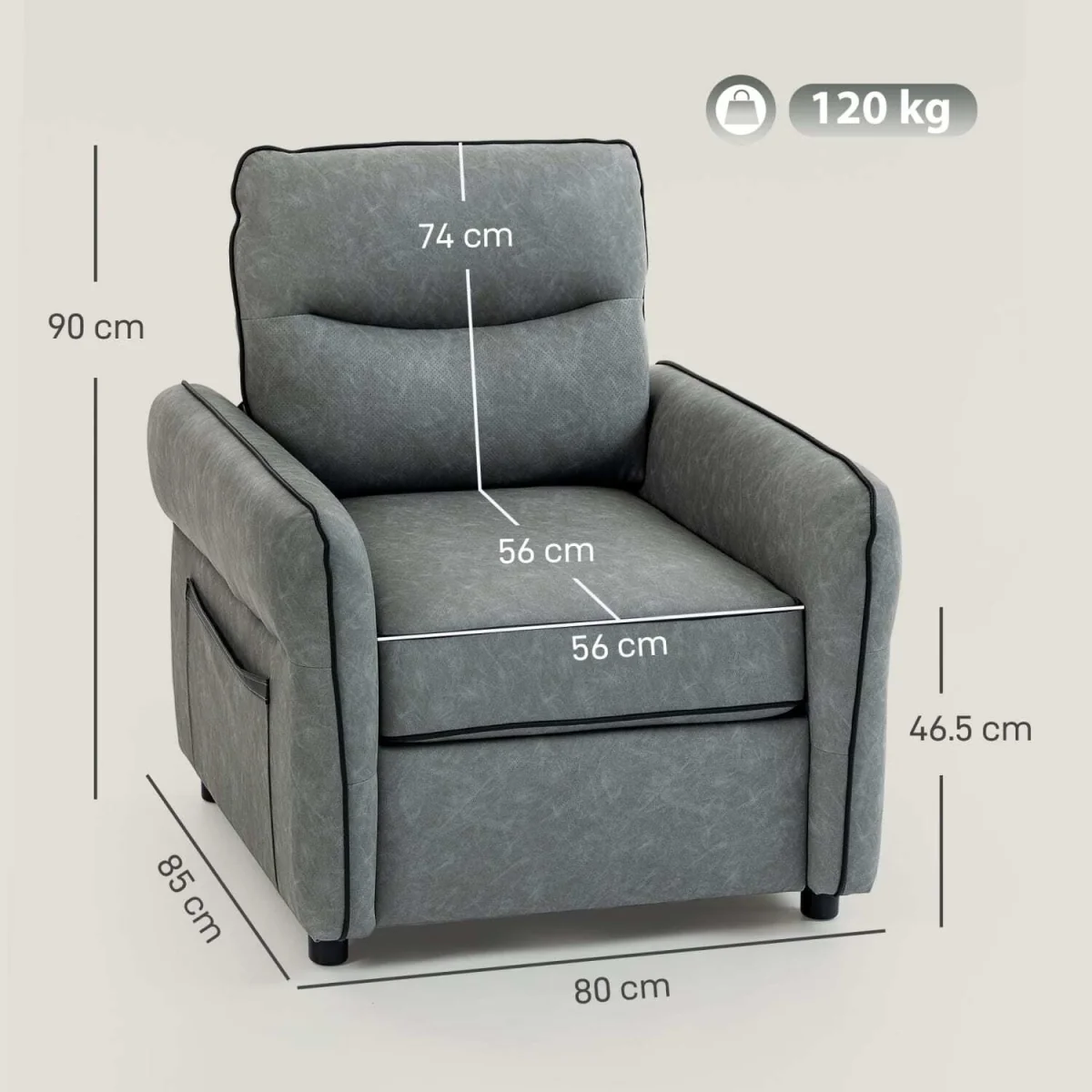 Pamazi Grey Faux Leather Accent Armchair – image 4