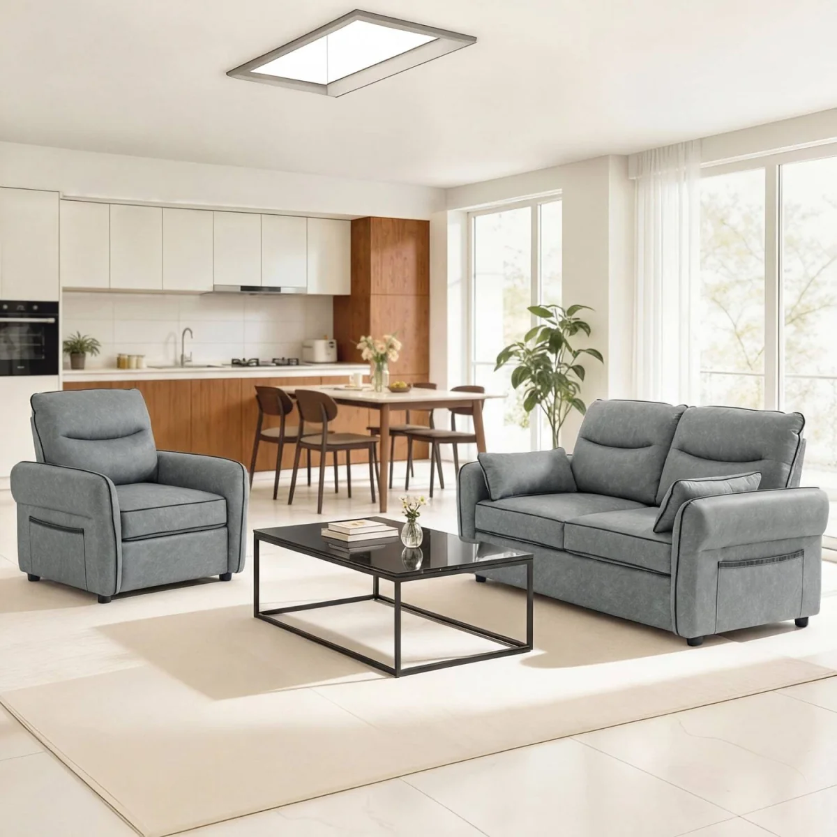 Pamazi Grey Faux Leather Accent Armchair – image 6