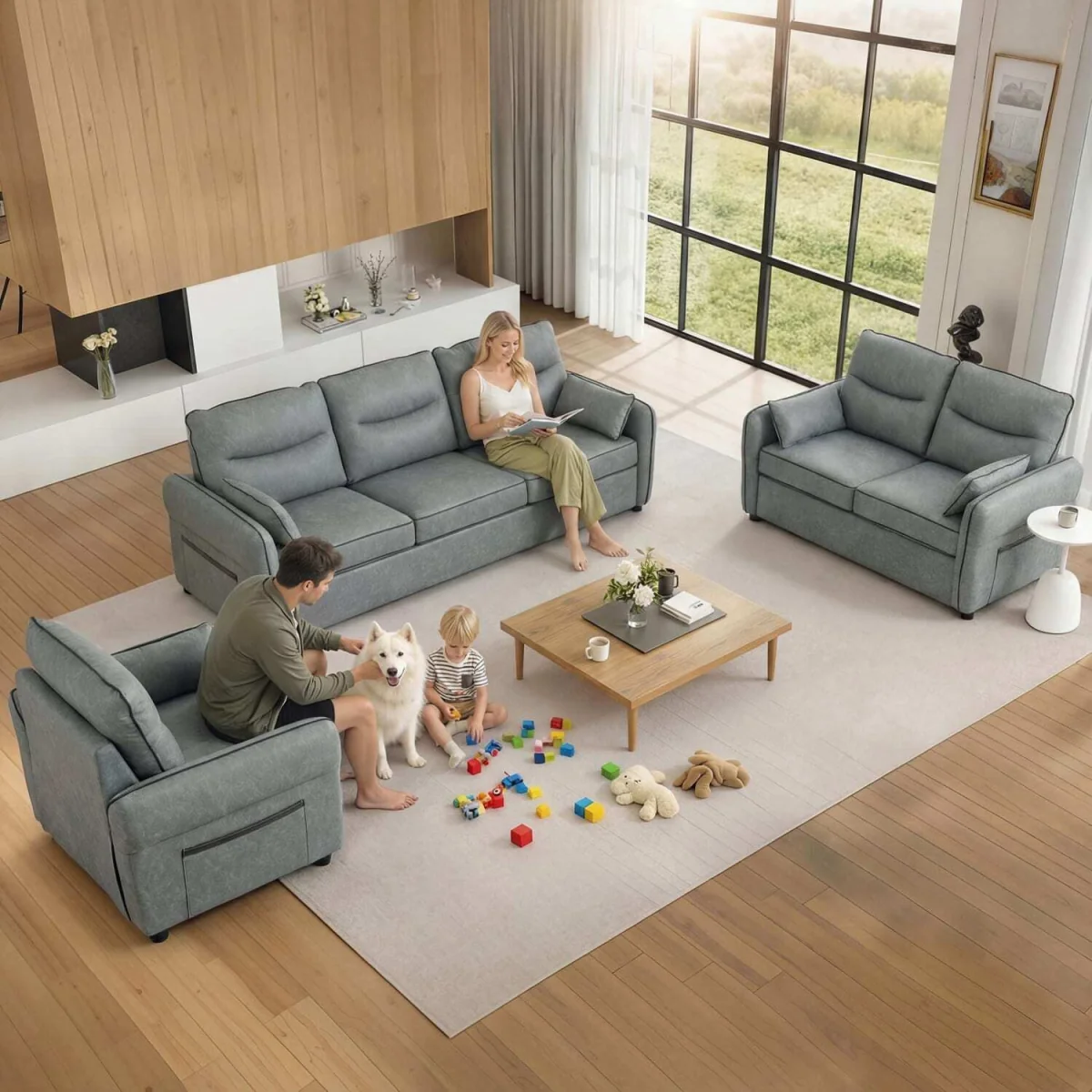 Pamazi Grey Faux Leather Accent Armchair – image 9