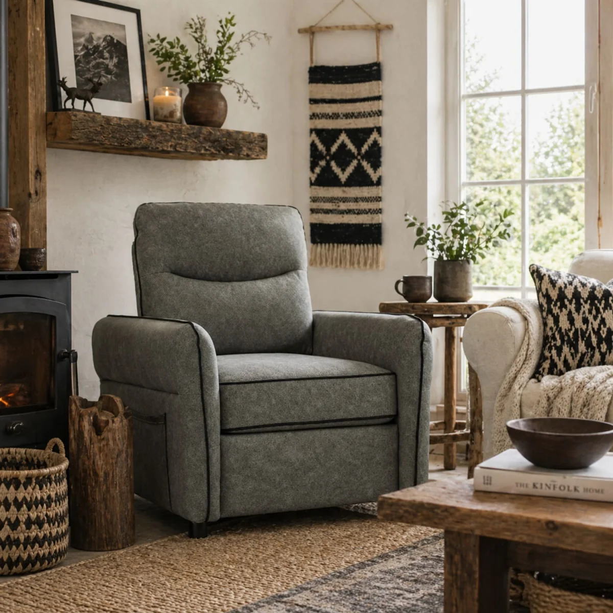 Pamazi Grey Faux Leather Accent Armchair – image 1