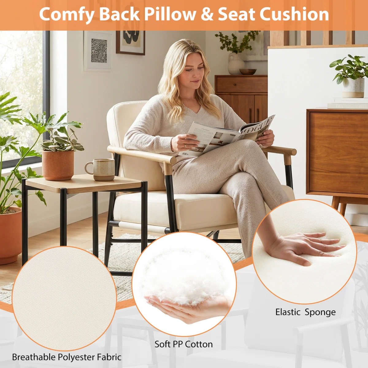 Modern Accent Armchair - White – image 2