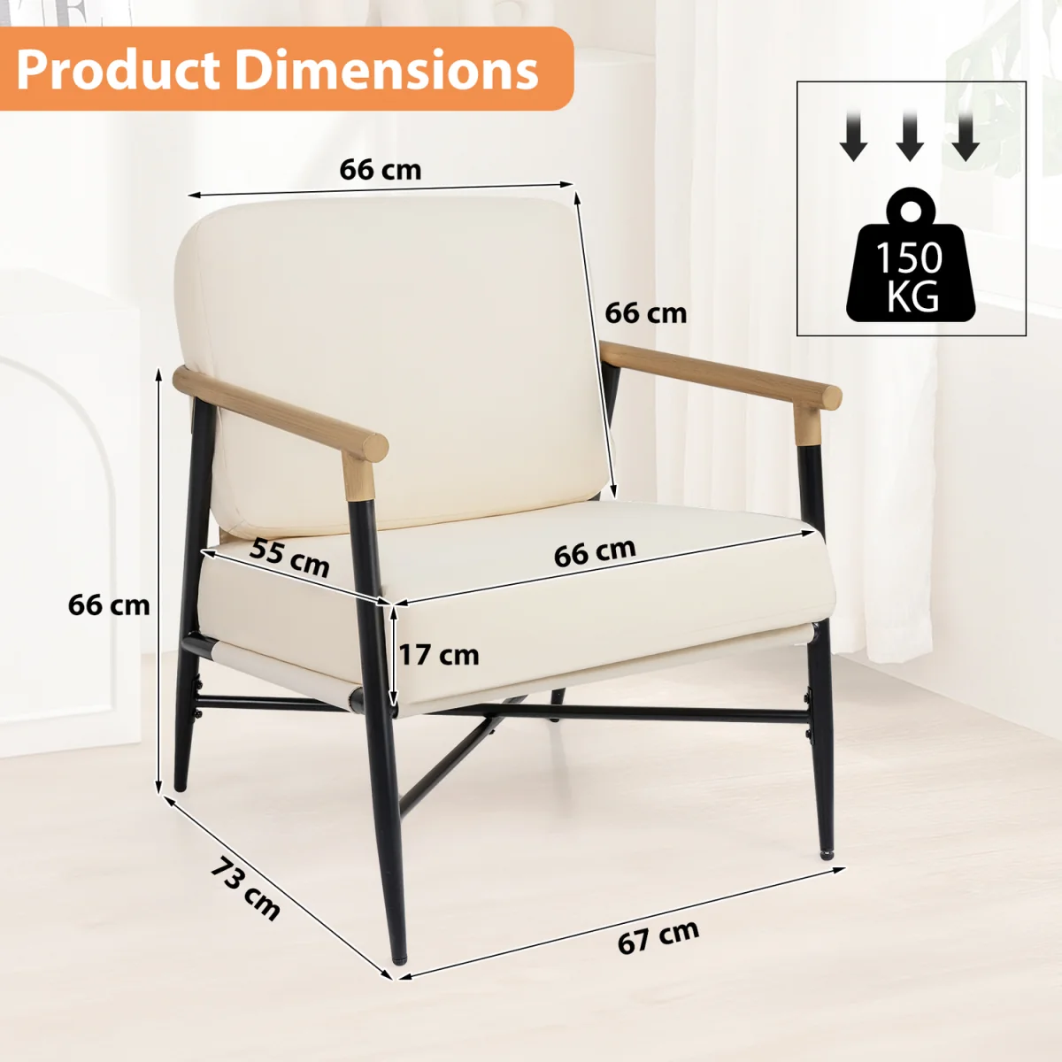 Modern Accent Armchair - White – image 3