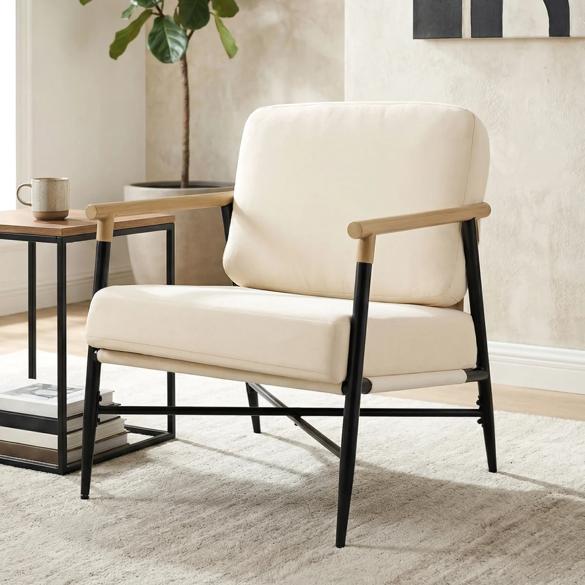 Modern Accent Armchair - White – image 4