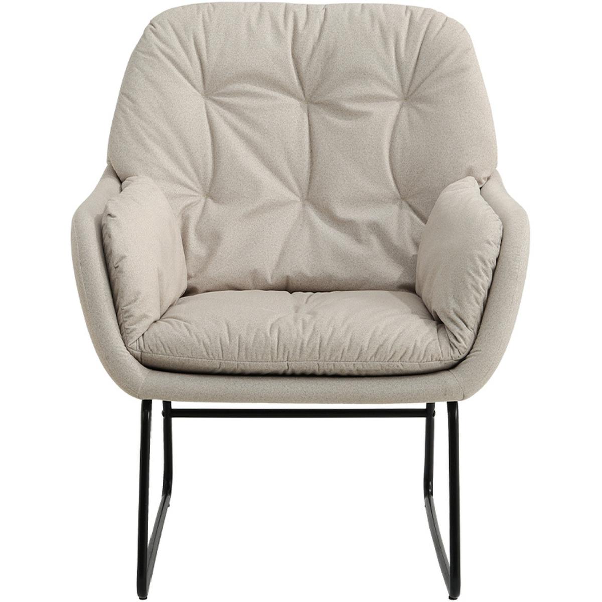 Contemporary Metal Legs Tufted Leisure Armchair - White – image 2