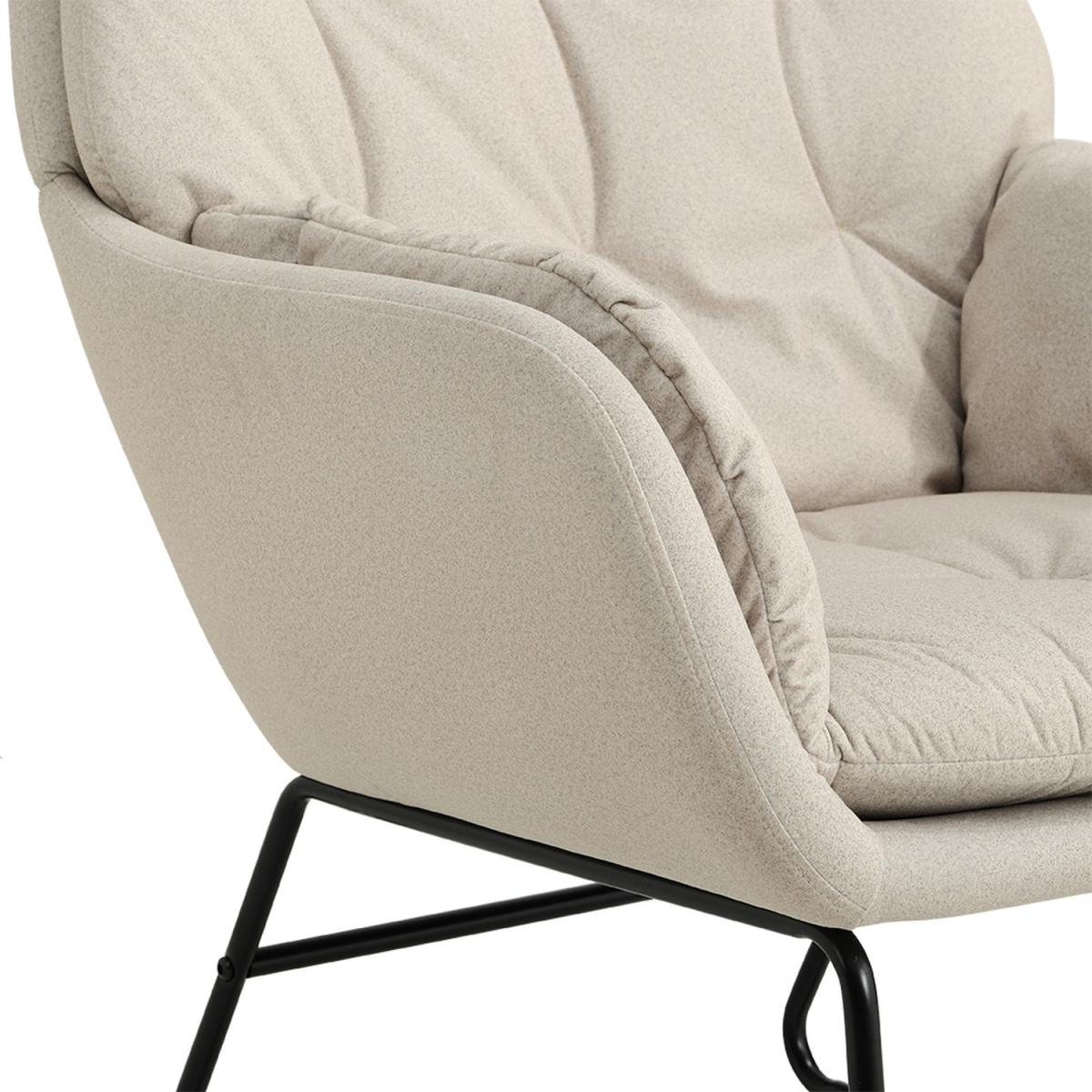 Contemporary Metal Legs Tufted Leisure Armchair - White – image 3