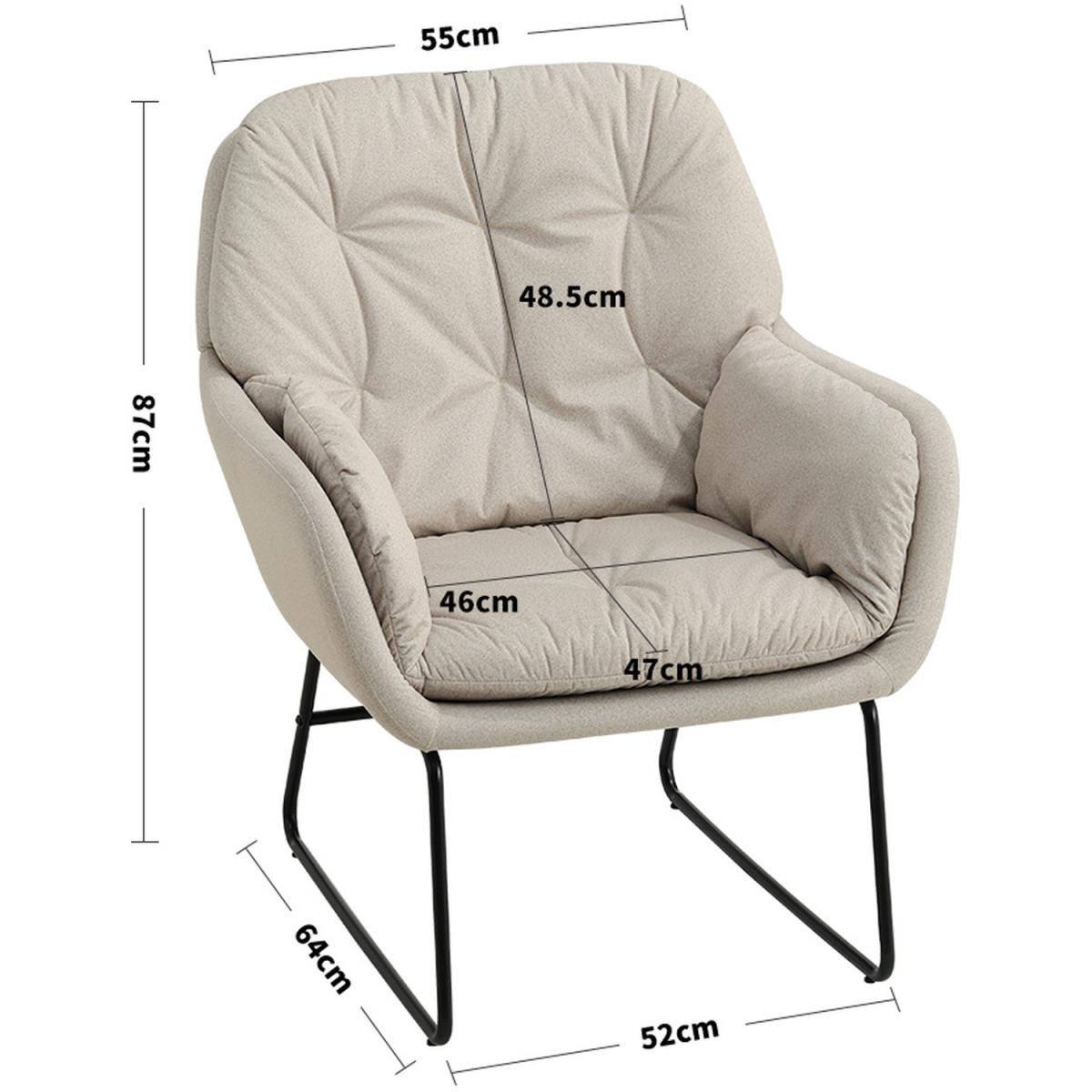 Contemporary Metal Legs Tufted Leisure Armchair - White – image 4