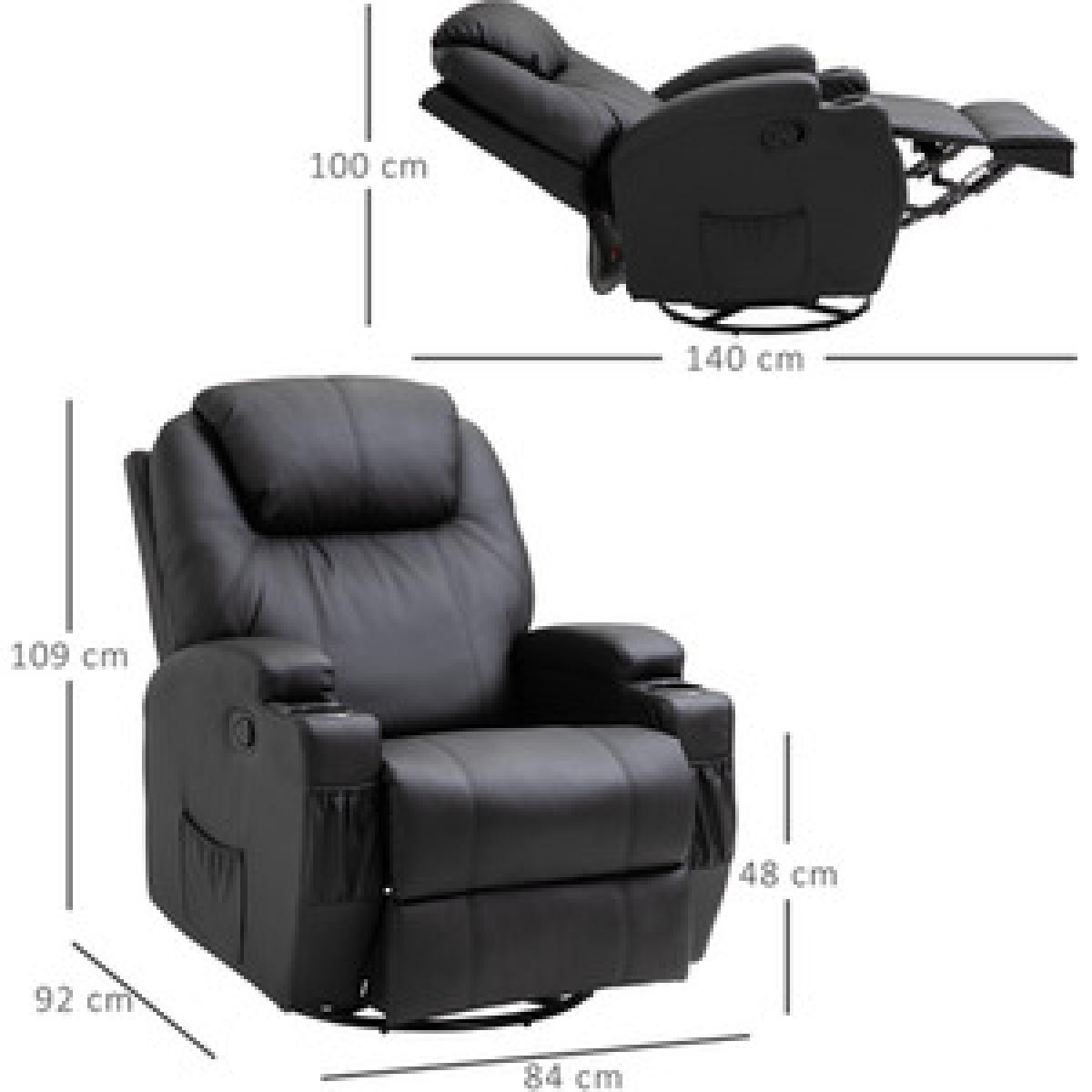 Faux Leather 8 Point Vibration Massage Recliner Chair - Black – image 2