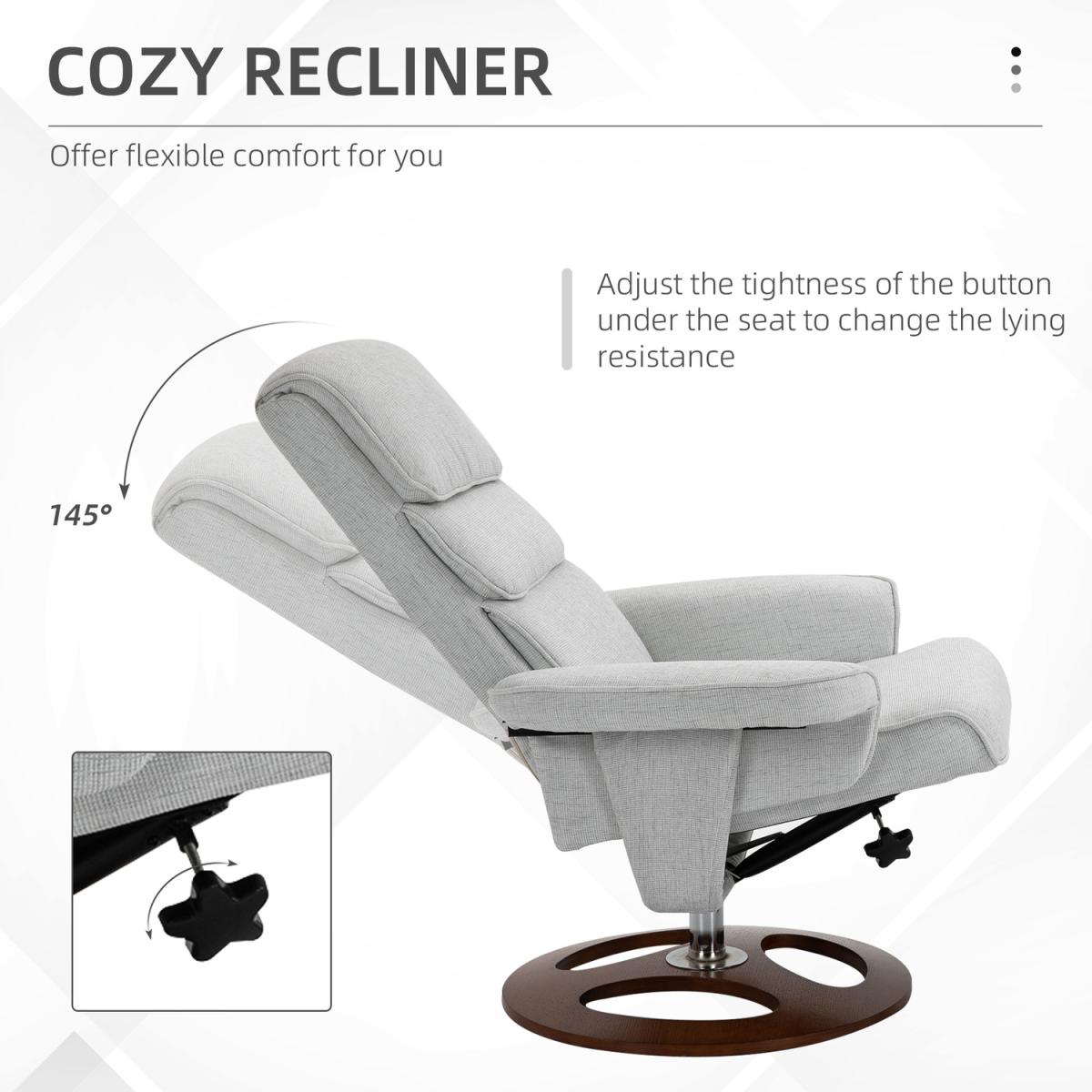 Recliner Chair Ottoman Set 360 Degree - Grey – image 4