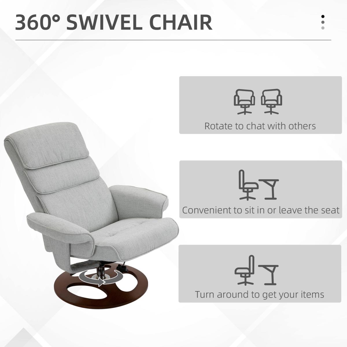 Recliner Chair Ottoman Set 360 Degree - Grey – image 5