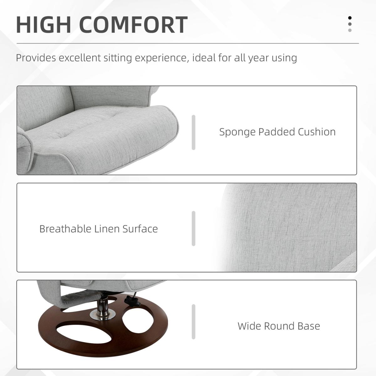 Recliner Chair Ottoman Set 360 Degree - Grey – image 6