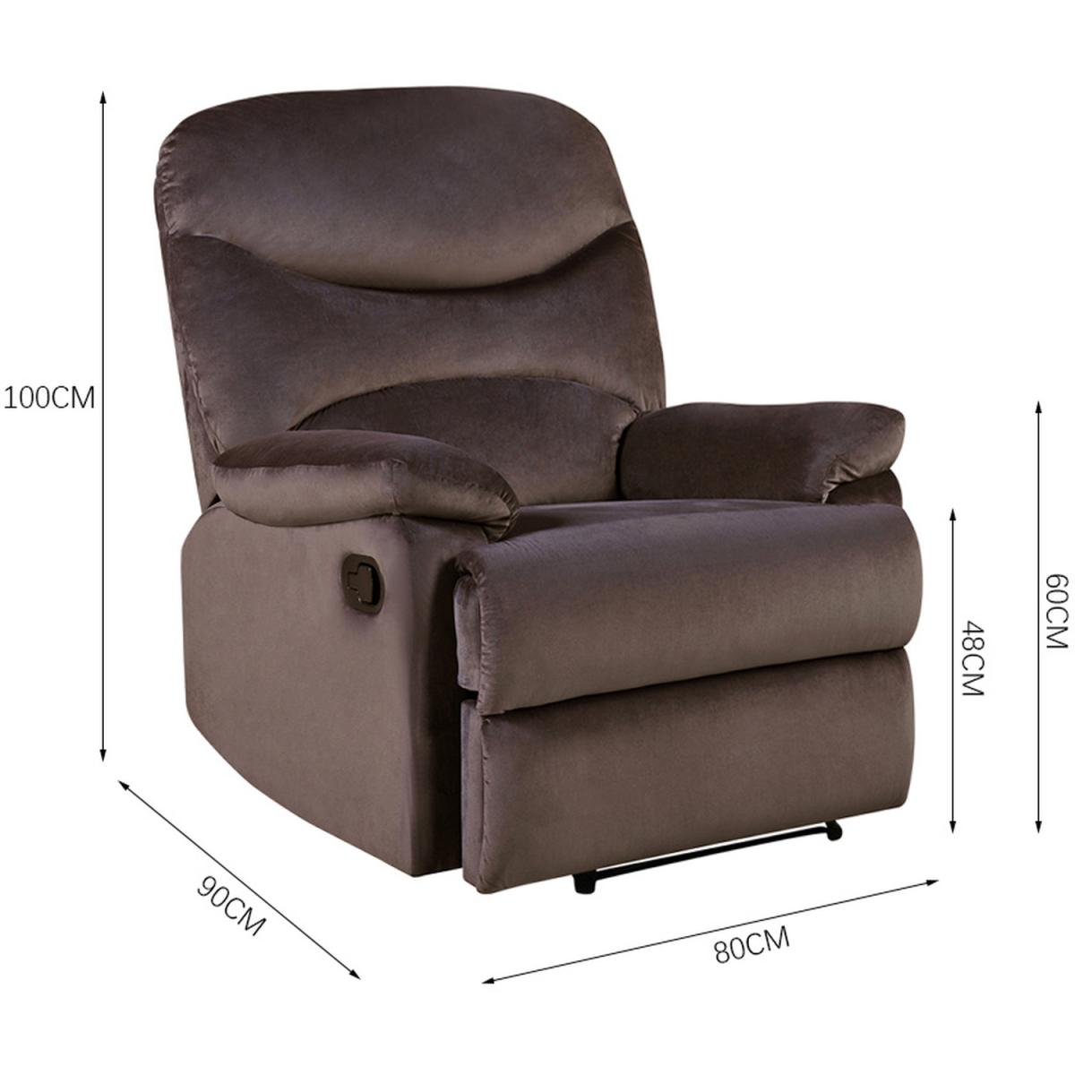 Velvet Recliner Sofa Armchair - Brown – image 5