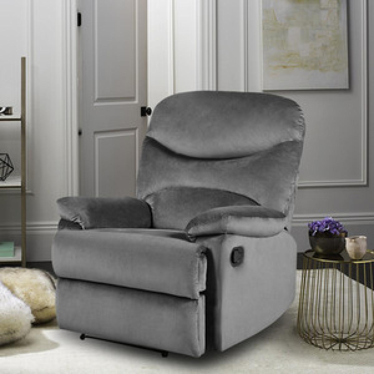 Velvet Recliner Sofa Armchair - Brown – image 9