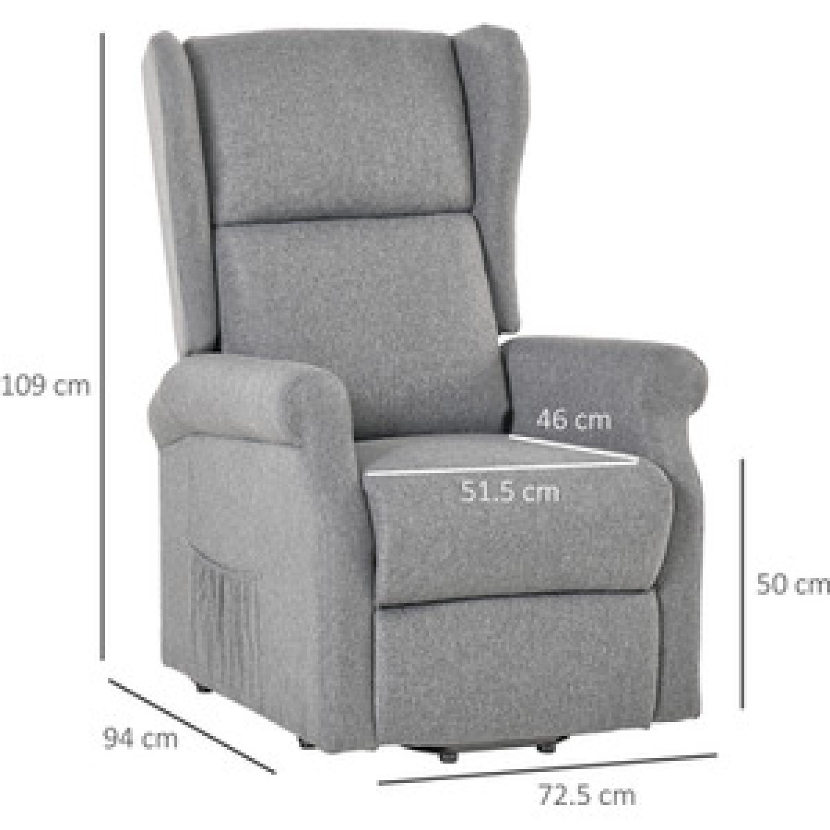 Electric Power Rise Recliner Armchair - Foam Linen Metal Sponge Wood – image 17
