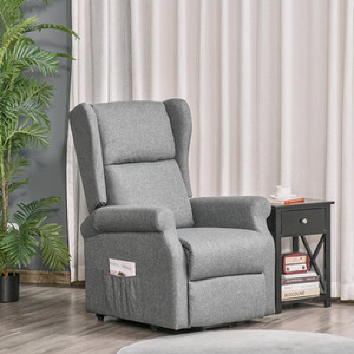 Electric Power Rise Recliner Armchair - Foam Linen Metal Sponge Wood – image 10