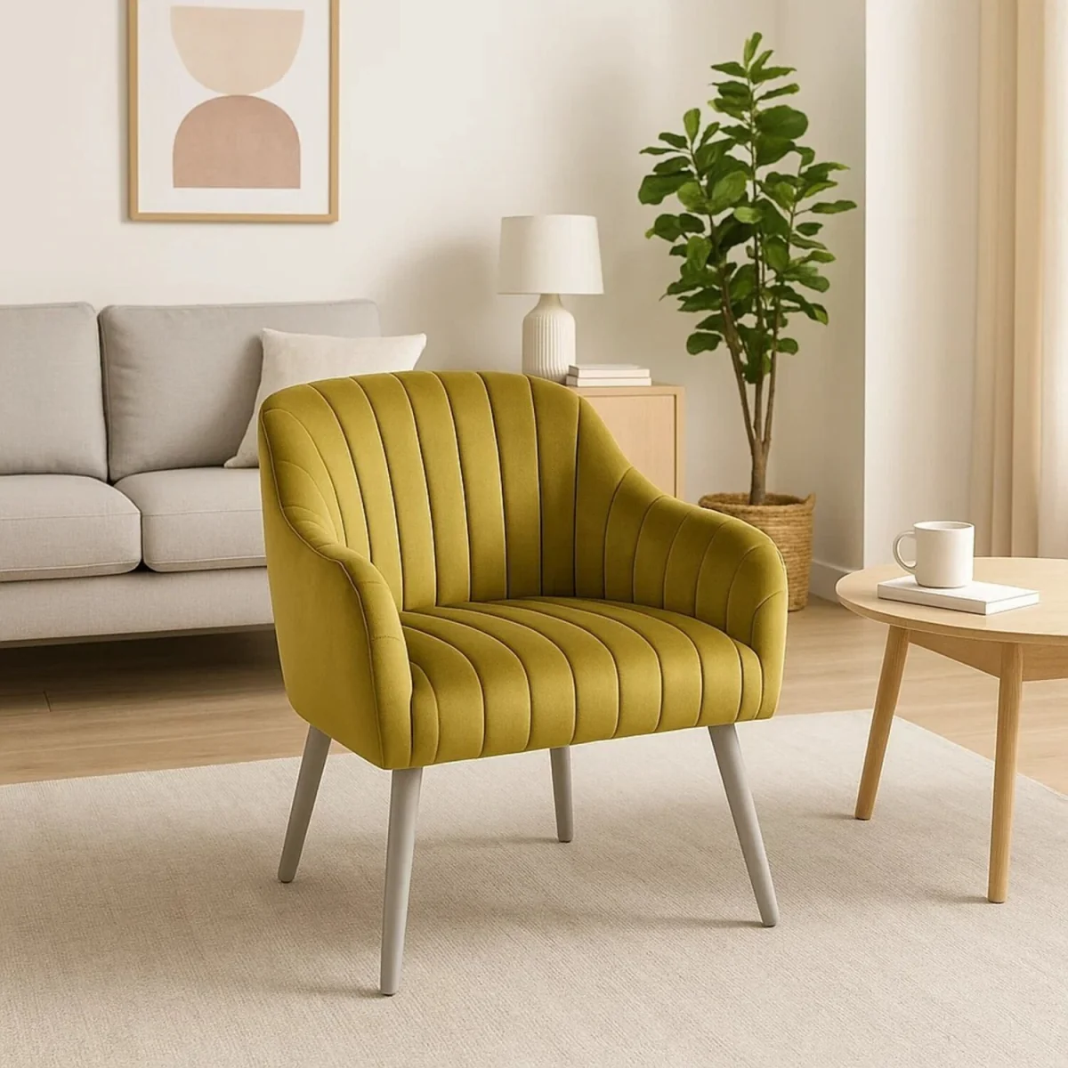 Louxor Mustard Fabric Armchair - Yellow – image 3