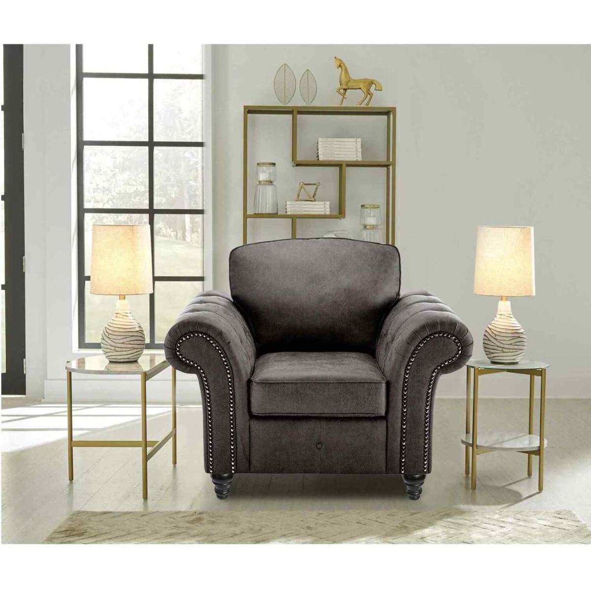 Oakana Luxury Leather Armchair Sofa - Black – image 4