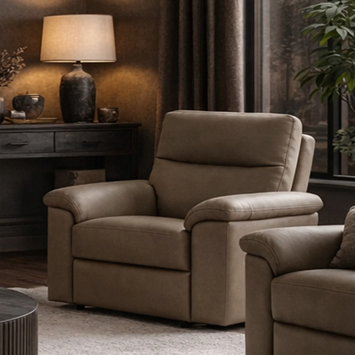 Marlowe Real Leather Power Recliner Armchair with USB Charging - Taupe – image 2