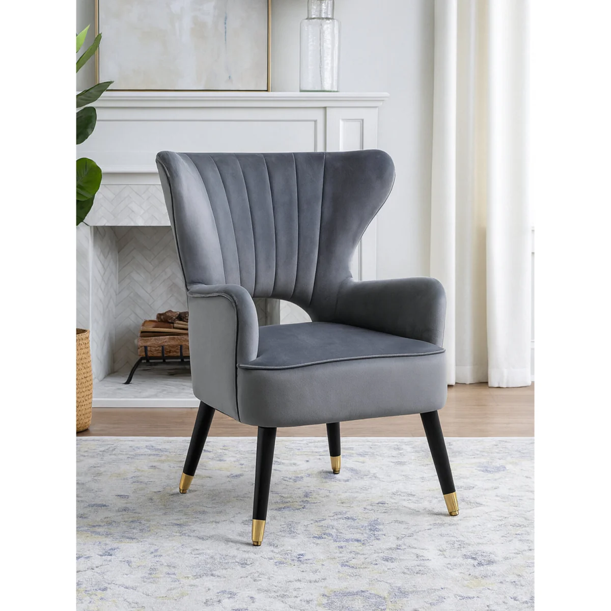 Sloan Grey Velvet Armchair - Grey – image 3