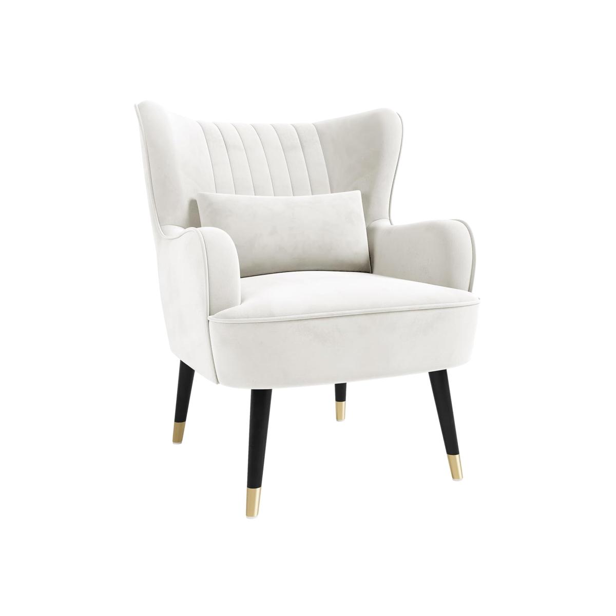 Teddy Fleece Wing Back Armchair with Lumbar Pillow - White