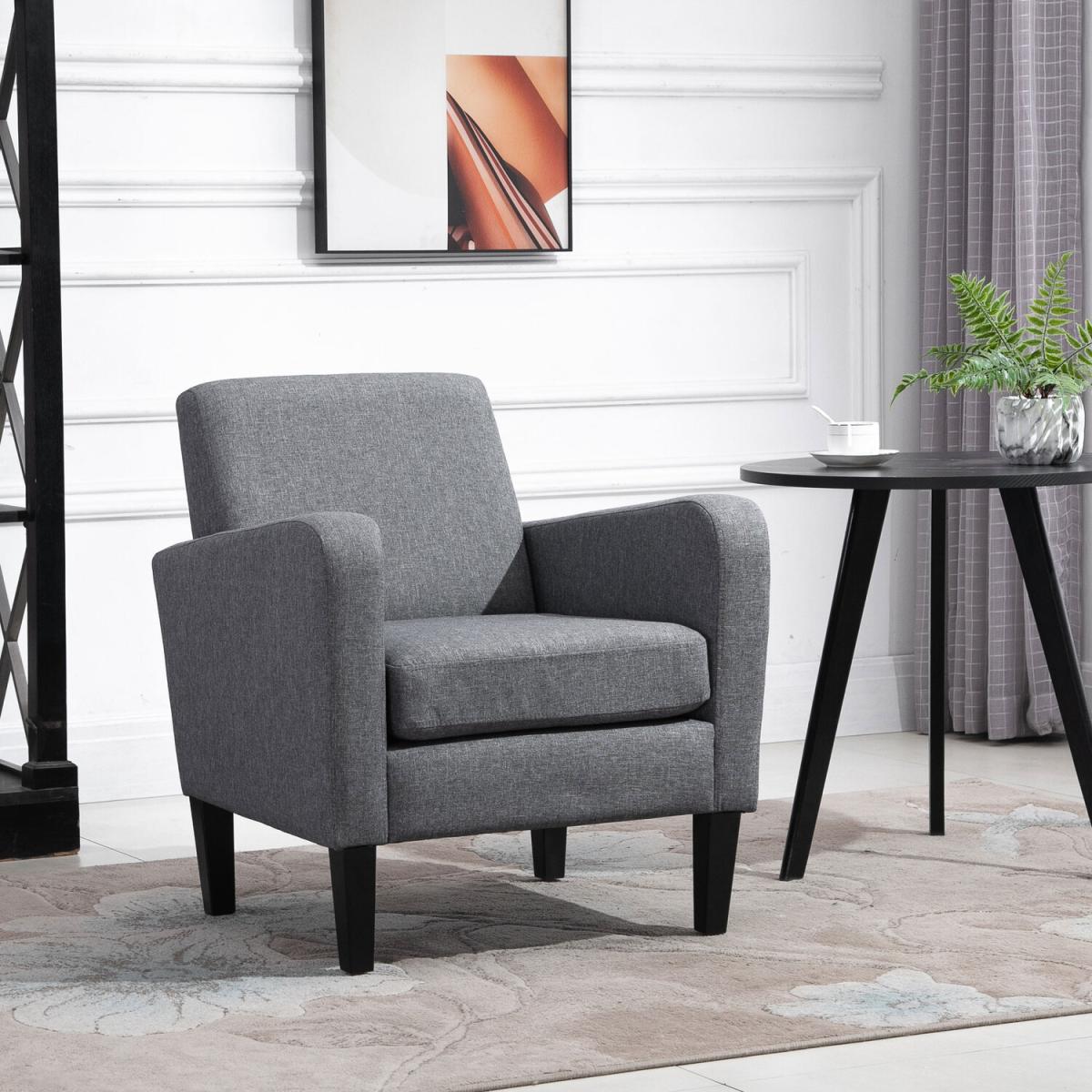 Curved Armchair Seat with Thick Cushion - Grey – image 2