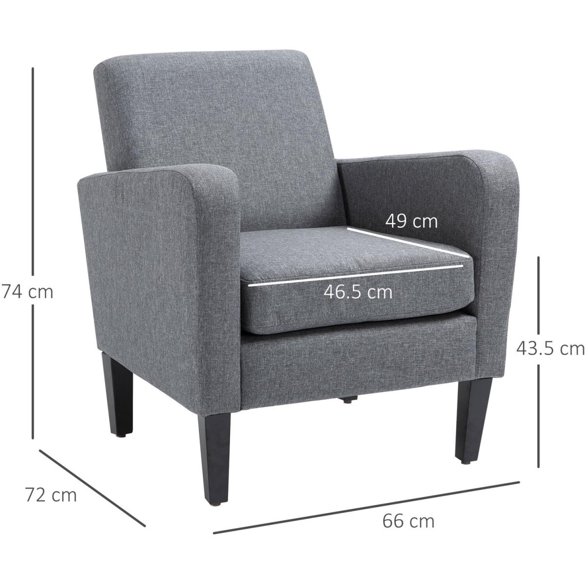 Curved Armchair Seat with Thick Cushion - Grey – image 3