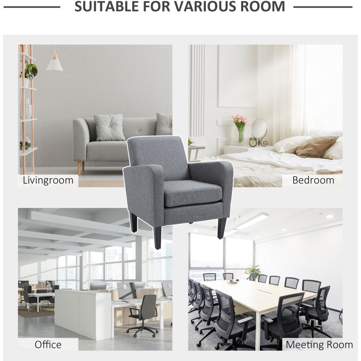 Curved Armchair Seat with Thick Cushion - Grey – image 4