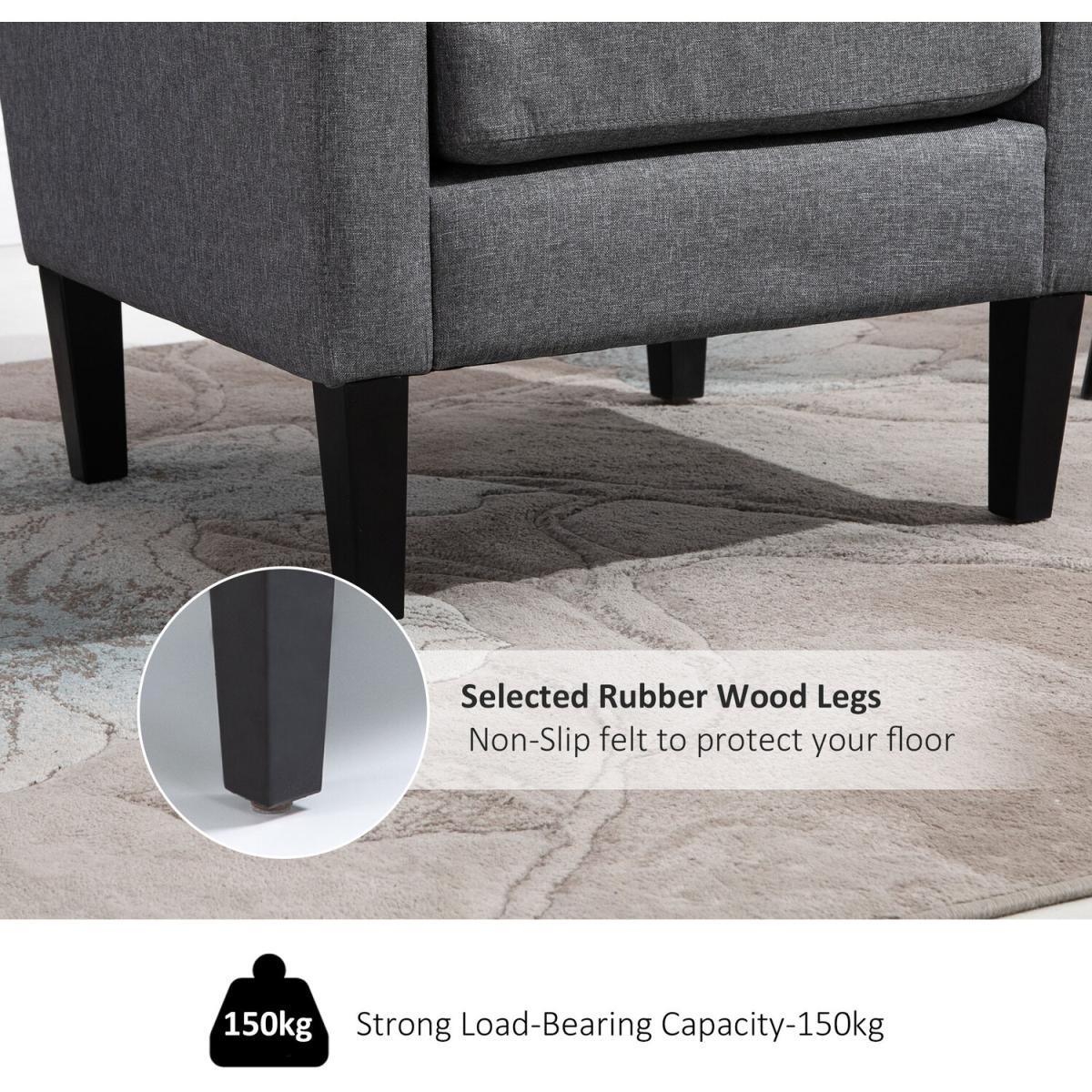Curved Armchair Seat with Thick Cushion - Grey – image 6