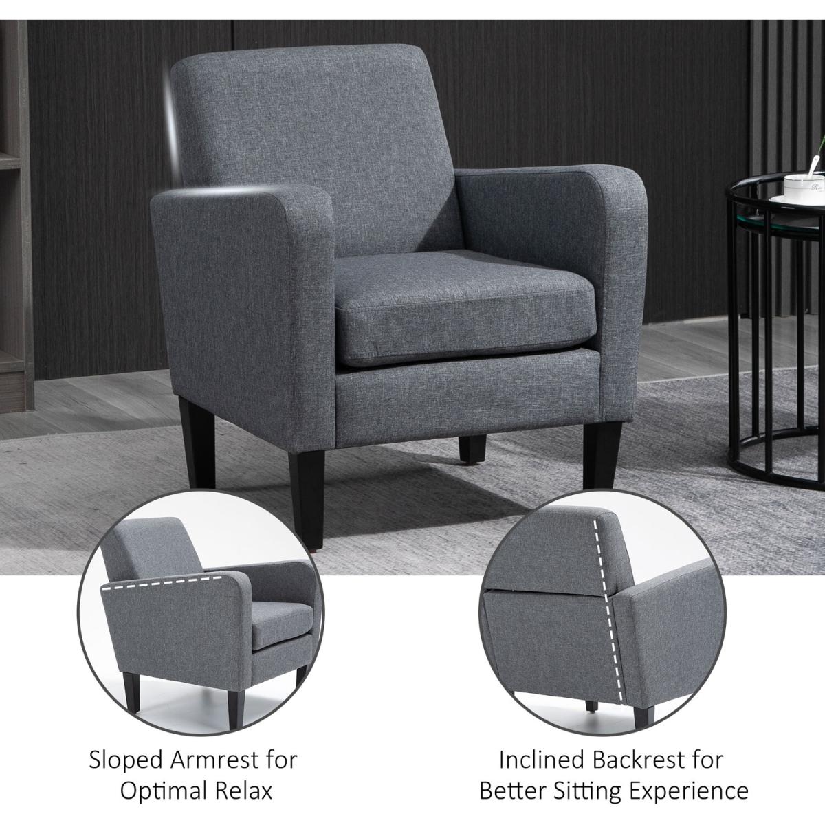 Curved Armchair Seat with Thick Cushion - Grey – image 7
