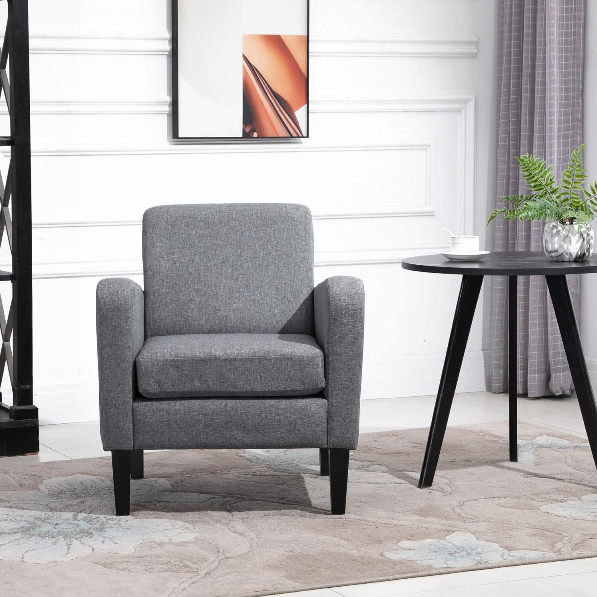Curved Armchair Seat with Thick Cushion - Grey – image 8