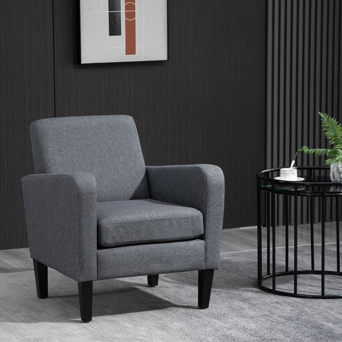 Curved Armchair Seat with Thick Cushion - Grey – image 9