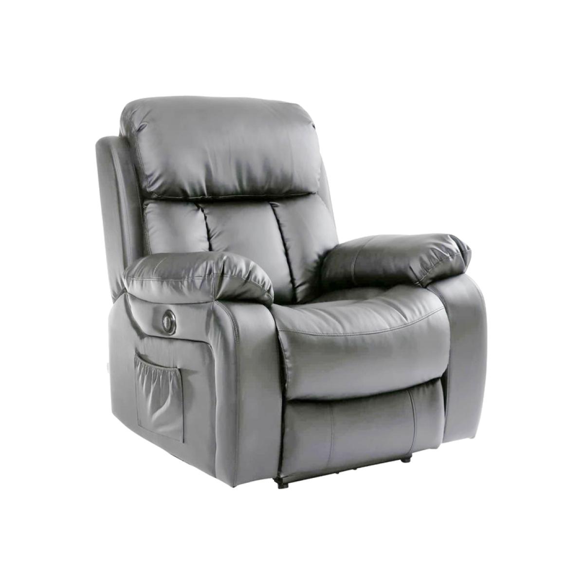 CASPER Electric Heated Leather Massage Recliner Armchair - Grey