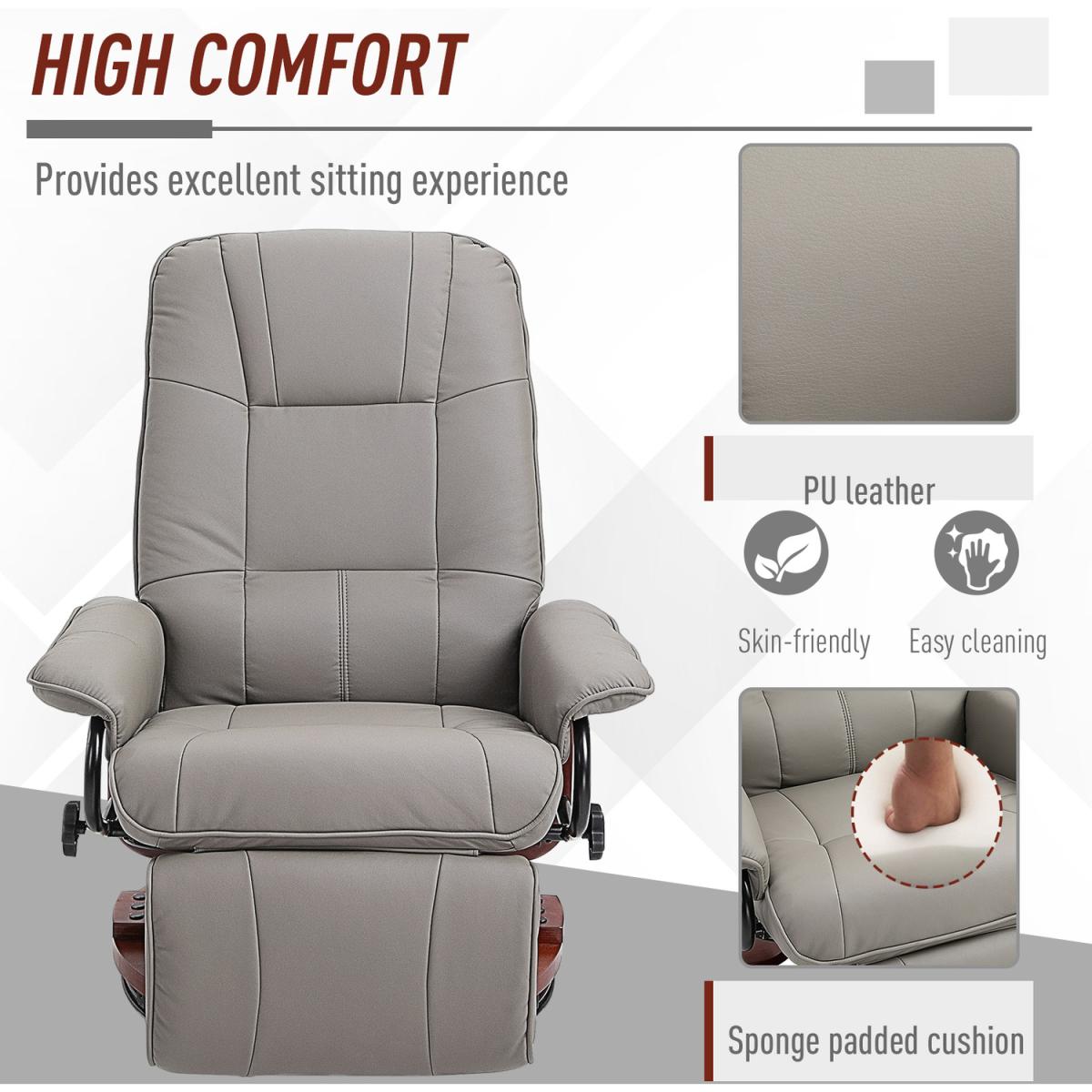 Deluxe Office Chair PU Leather Armchair - Grey – image 2
