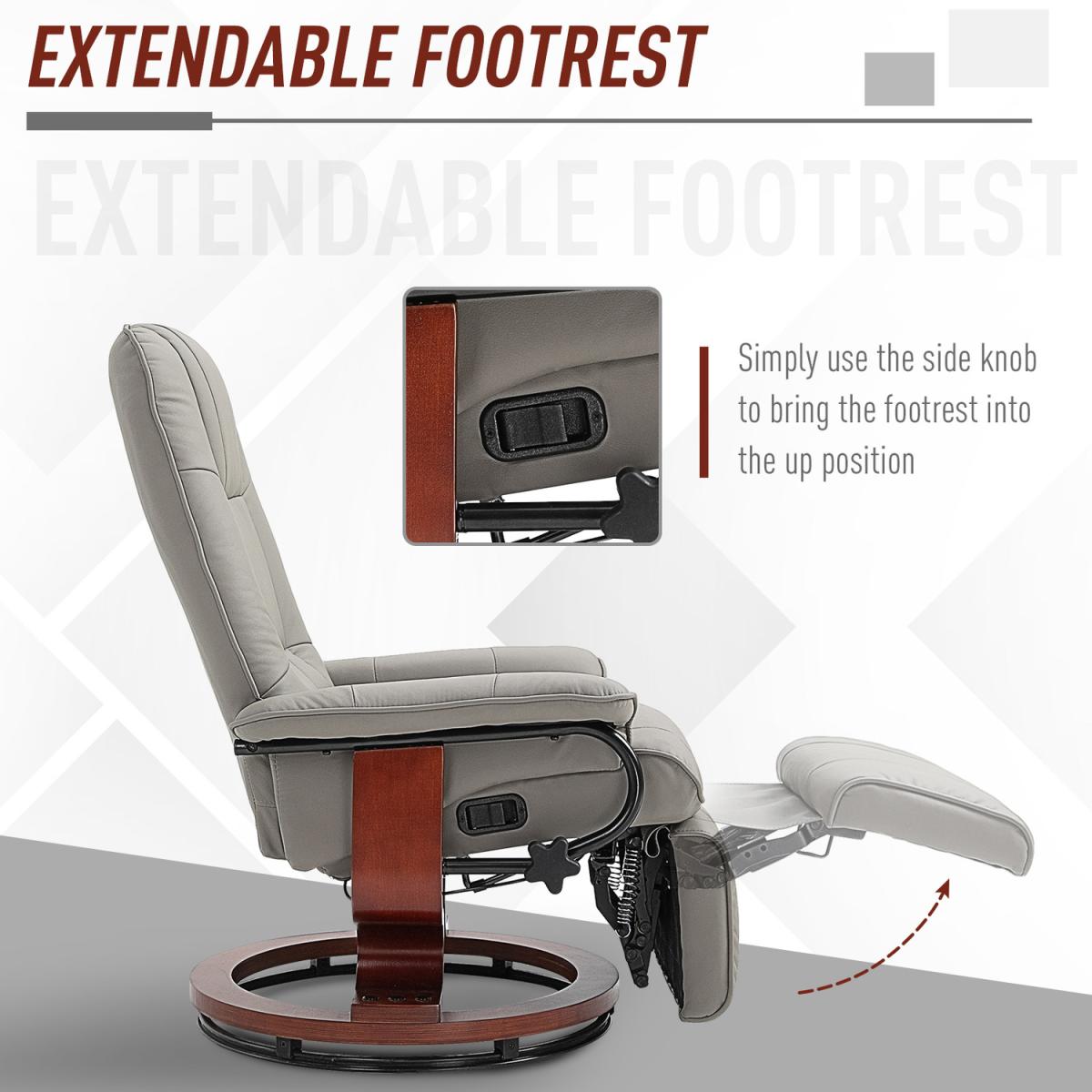 Deluxe Office Chair PU Leather Armchair - Grey – image 3