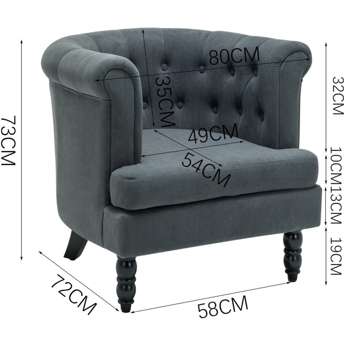 Velvet Velour Single Tub Chair - Grey – image 2