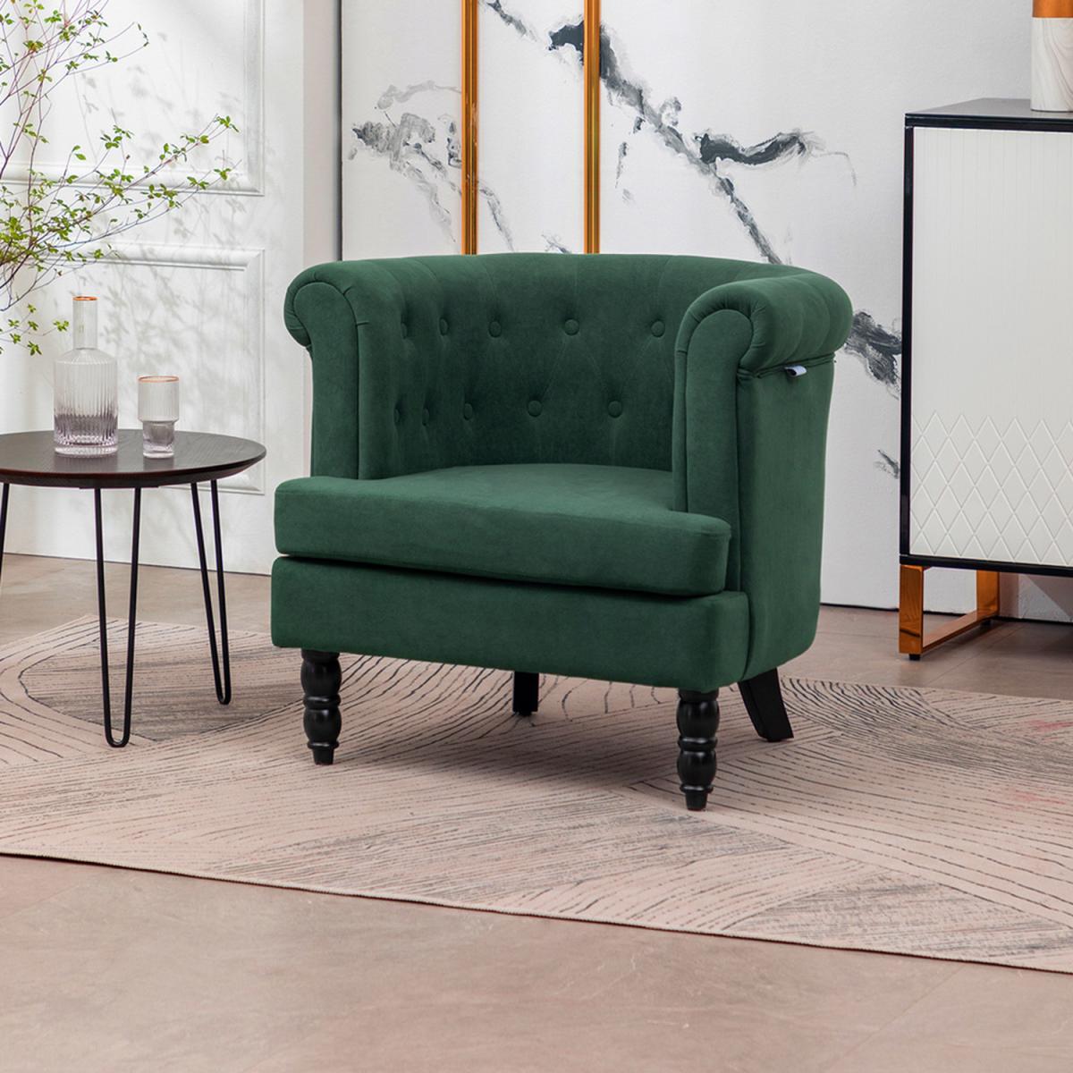 Velvet Velour Single Tub Chair - Grey – image 17