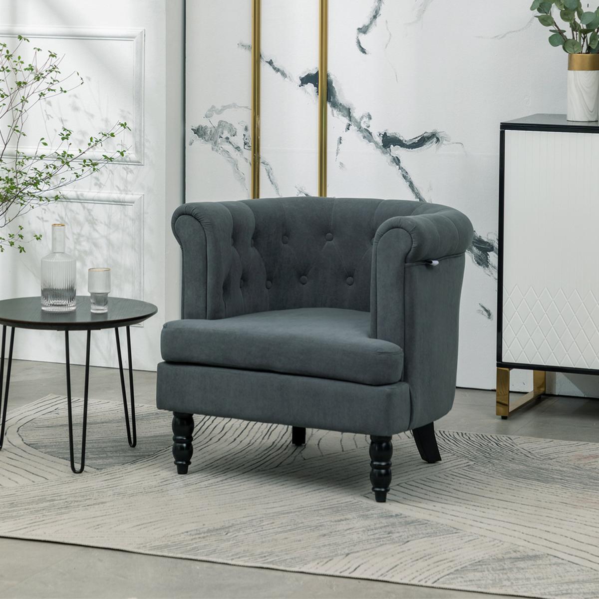 Velvet Velour Single Tub Chair - Grey – image 6