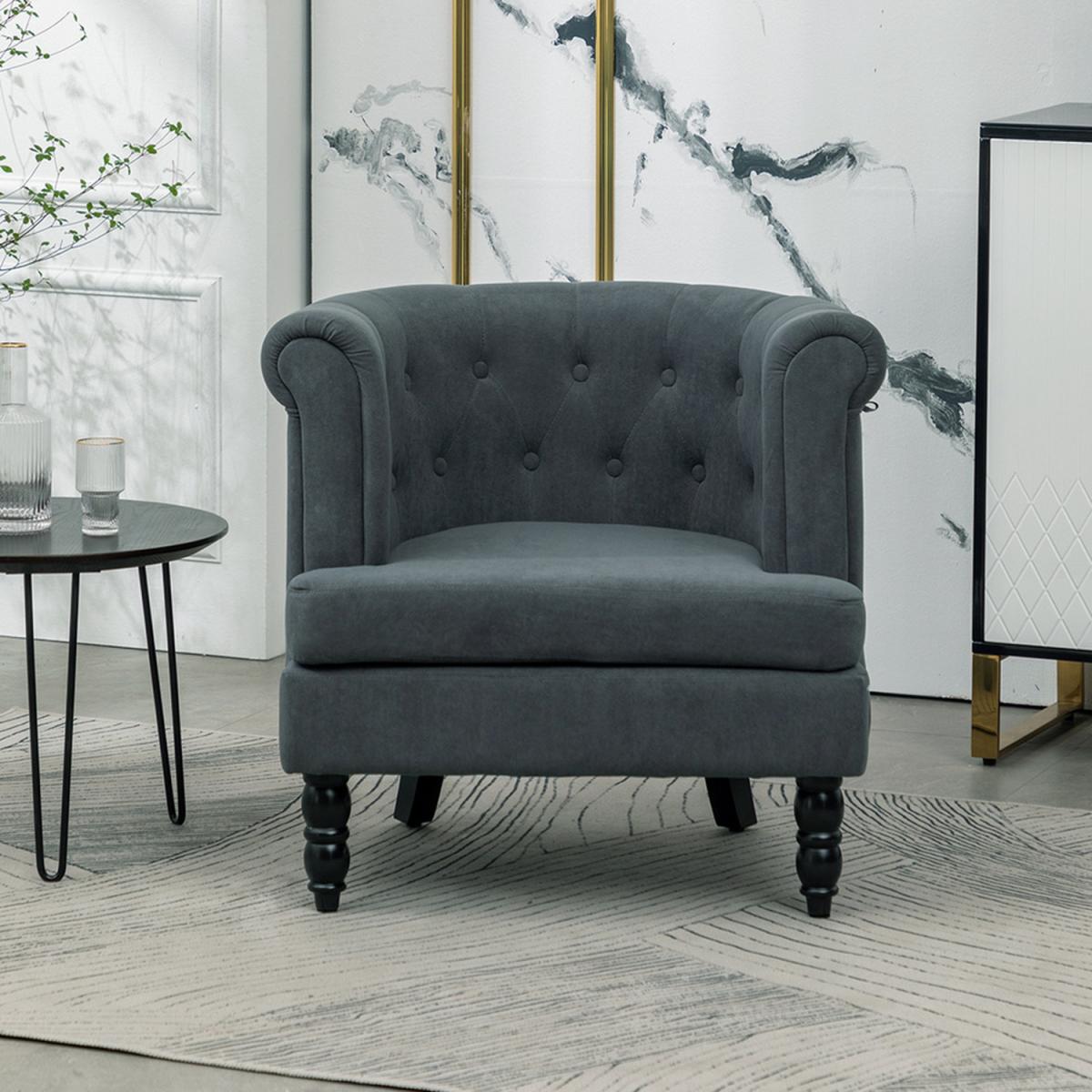 Velvet Velour Single Tub Chair - Grey – image 8
