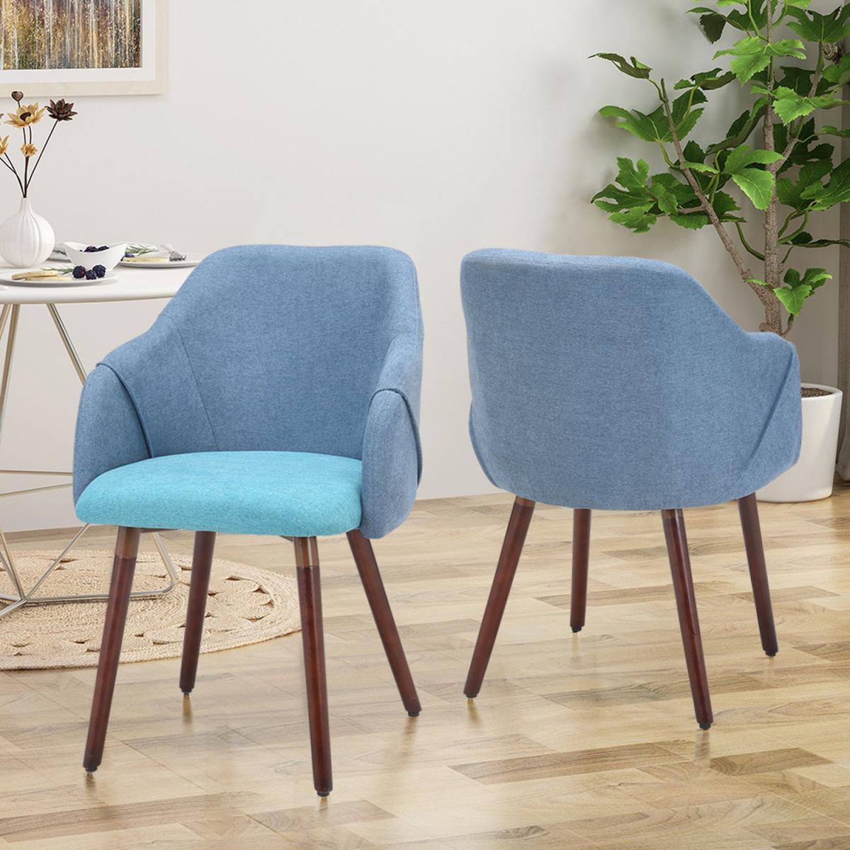Fabric Dining Armchairs - Blue – image 6
