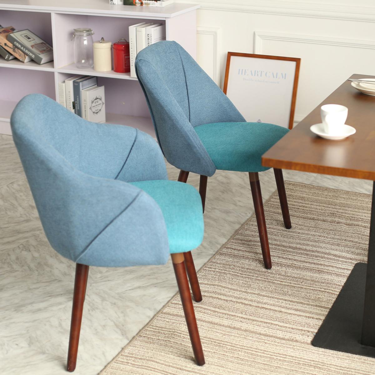 Fabric Dining Armchairs - Blue – image 7