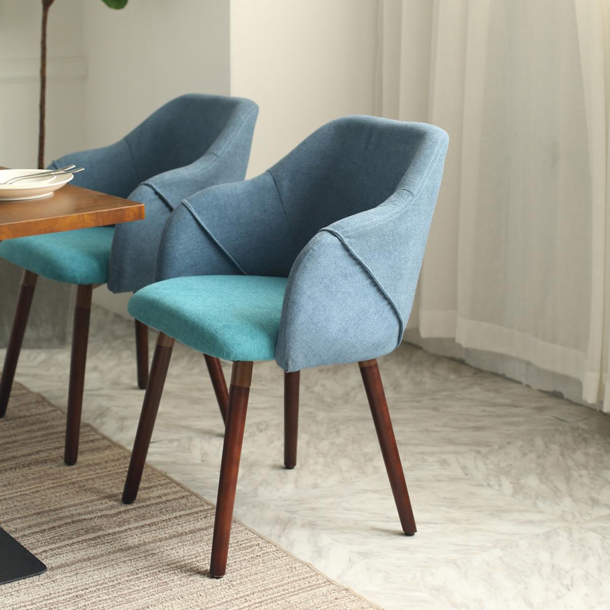 Fabric Dining Armchairs - Blue – image 8