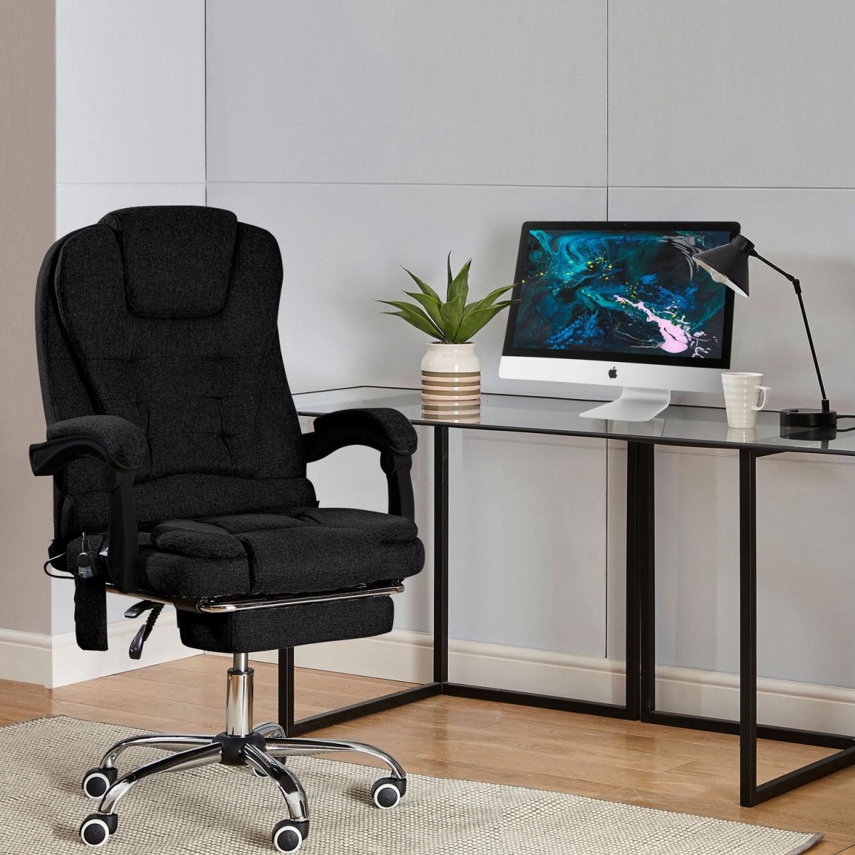 Neo Gaming Computer Recliner Massage Chair With Footrest - Black Fabric – image 3