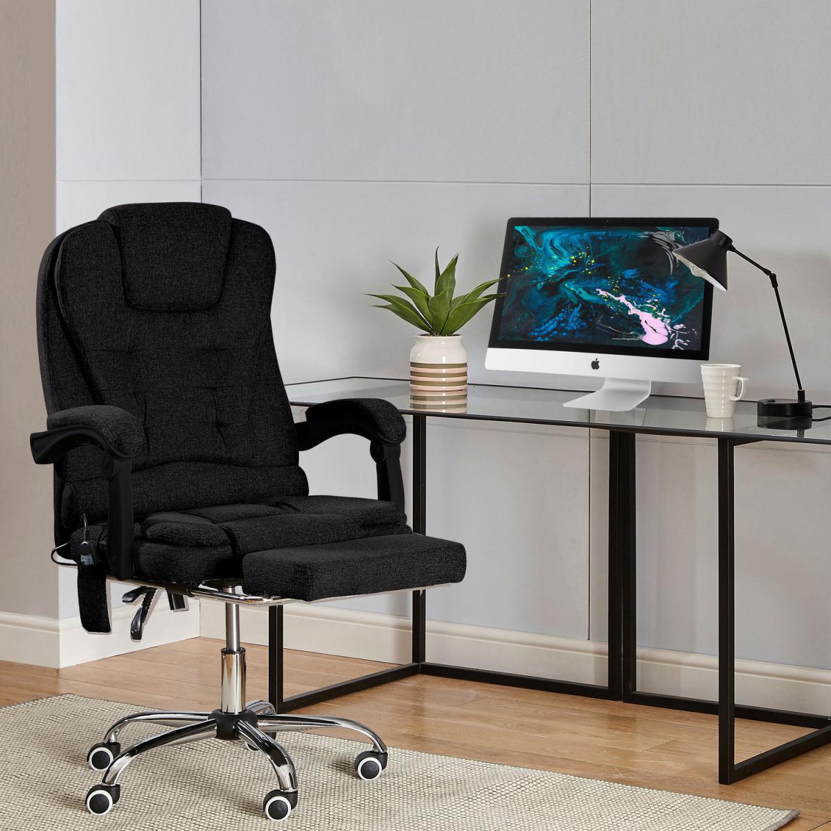 Neo Gaming Computer Recliner Massage Chair With Footrest - Black Fabric – image 4