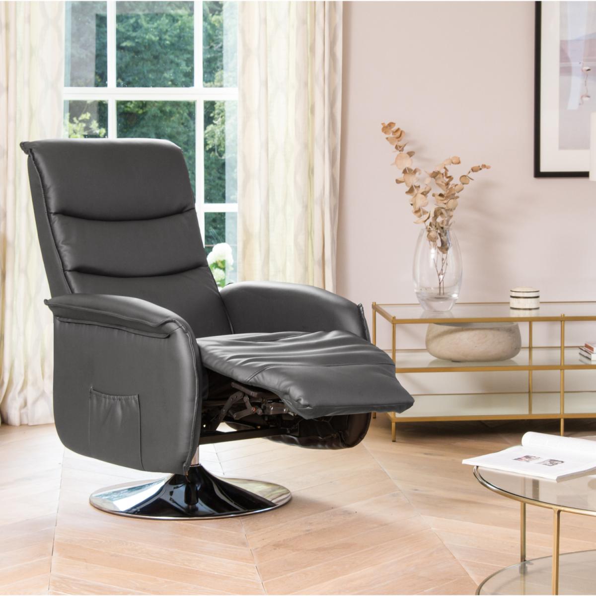 Brenham Swivel Recliner with Massage and Heat - Grey – image 2