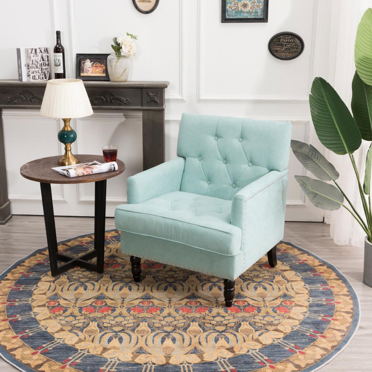 Fabric Modern Armchair - Light Blue – image 6